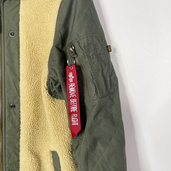 Alpha Industries Mens M Olive Green M-47 Pile Liner Long Jacket Reversible Hood - Picture 14 of 16